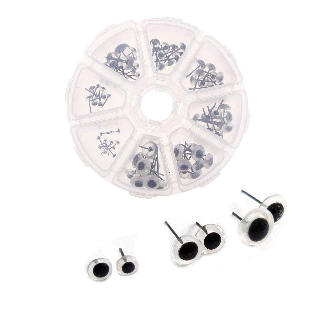 80pcs Clear Black Glass Eyes 3-10mm Needle Felting Material Kit DIY Accessories Black Beans Needle Type Eye for Teddy Puppets Dolls Crafts