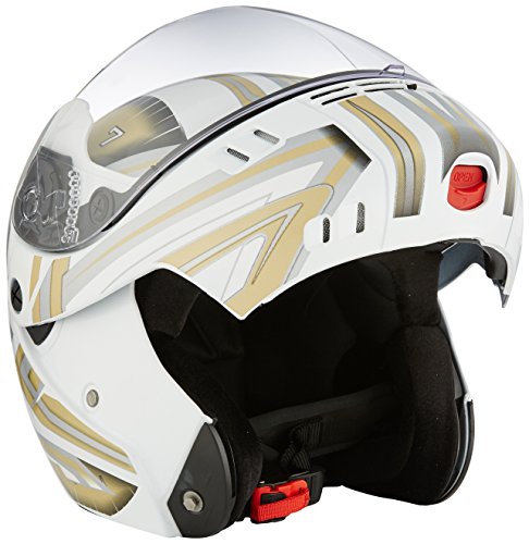 Image of Studds Ninja 3G D1 Flip Up Full Face Helmet (White and Golden, M)