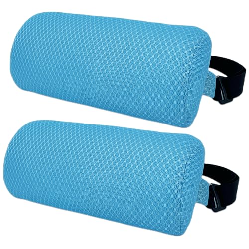 REEZEIVI 2 Pack Headrest Pillow for Patio Chaise Lounge Chaise Lounge Pillows Outdoor 3D air mesh with Elastic Band Quick Drying and Washable Spa Pillow for Recliner Beach Chair Office Chair Blue