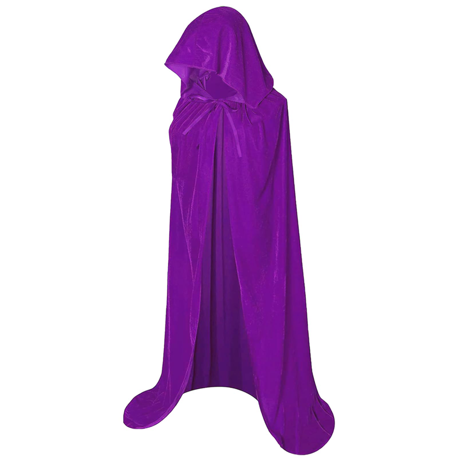 Hooded Cloak Long Velvet Cape for Adult Christmas Halloween Cloak Costumes Hooded Cape Masquerade Dress Up 55inch(Green-140CM)