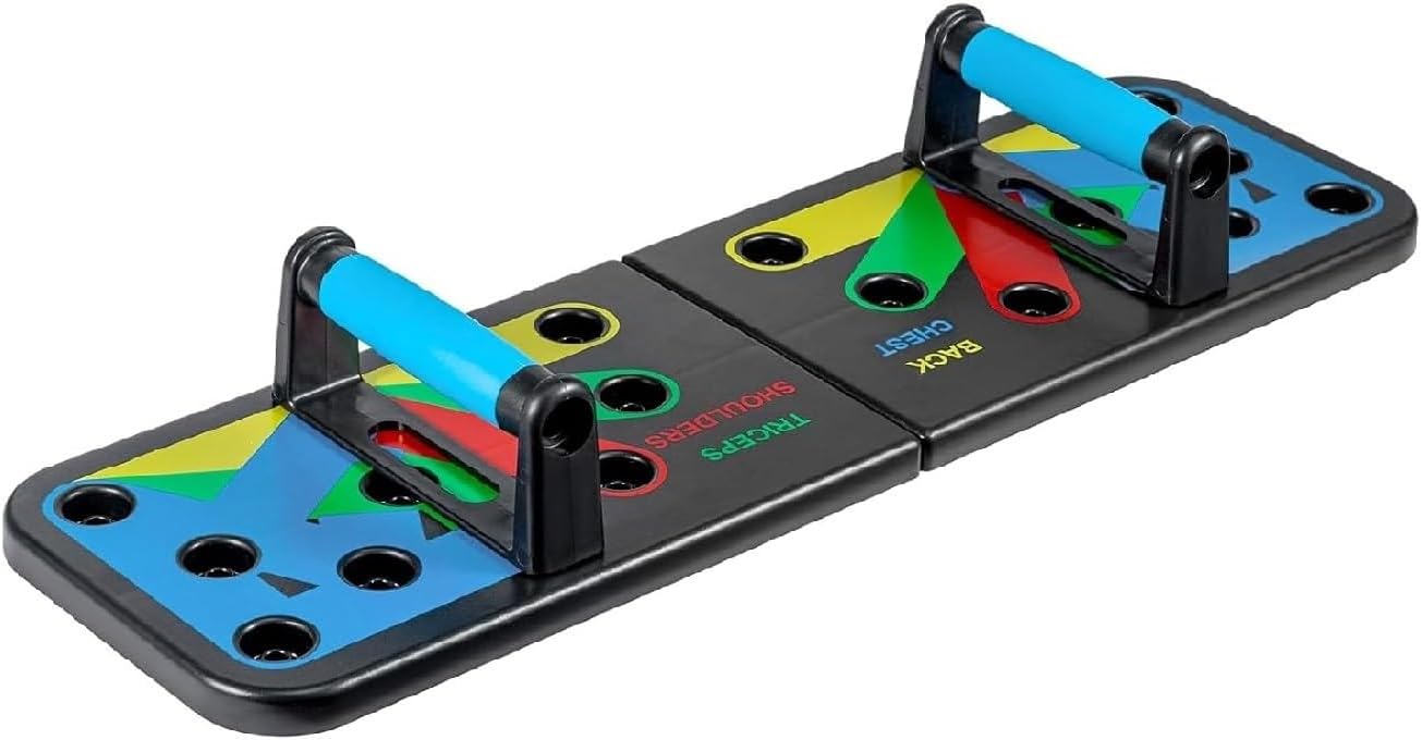 BREEZENEST Multiposition Press Up Board & Handles, Colour-Coded ABS Pushup Stands for Chest, Shoulder & Back Workouts, Ergonomic Non-Slip Grips for Home/Gym/Travel, Men & Women (20 in 1)