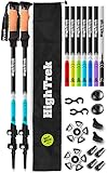 High Trek Trekking Poles - 2-pc Pack Adjustable Hiking or Walking Sticks - Strong, Lightweight...