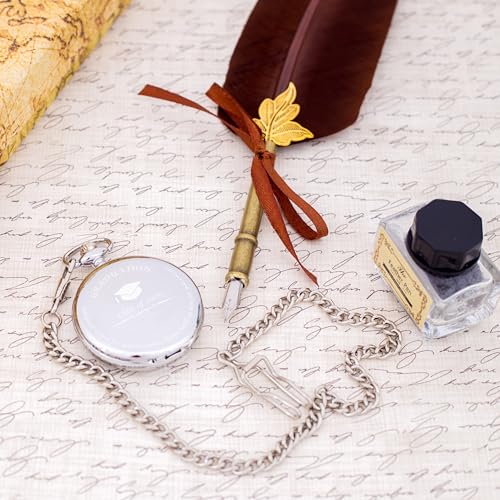 Image of FJ FREDERICK JAMES College Graduation Gift for Him 2026 - Silver Pocket Watch - Engraved 'Class of 2026' - Meaningful High School Grad Gifts for Boys /Son