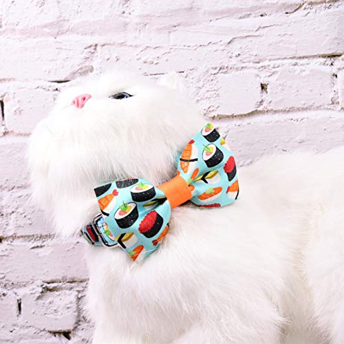 Sushi Cat Collar Bow Tie, Breakaway Safety Plastic Buckle, Bowtie Collar For Kitten (6"-10") #TOP1