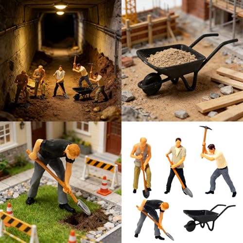Modèle miniature 1:64 construction de route en résine solide avec ouvriers