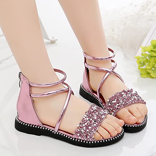 Unisex-Child and Toddler Baby Girls High Top Shoes Open Toe Non Slip Flat Shoes Summer Princess Shoes (Pink, 32)2