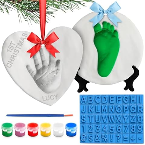 Luna Bean Baby Hand & Footprint Kit - New Mom Gifts, Baby Keepsake Ornament, Registry Gifts for New Parents, Newborn Babies Shower Handprint Casting Clay Mold, Boy & Girl Plaster Print Making Set Cover