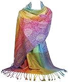 GFM Bufanda de estilo Pashmina arcoíris de tacto sedoso en Paisley o Floral (NEOPASH-A), .PAIS-39-OSFD-DK-Paisley, L