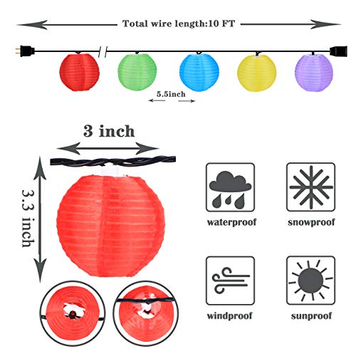 Vigdur Fairy - Lantern String Lights Waterproof Connectable Hanging Light Plug In Multicolor-Decorative For Patio Wedding Party Bedroom Indoor Outdoor Use,Black Cord,9.84Ft #TOP6