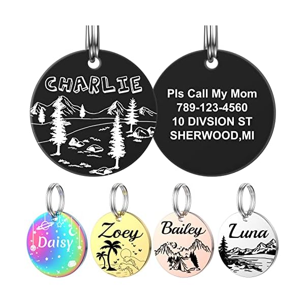 Dog Tags Engraved for Pets, YEHANTI Stainless Steel Personalized Pet ID Tag, Anti-Lost Double Sided Deep Engraved Custom Dog Tag, Round Name Tag for Dog Cat Collar (Black & Medium) Dog Tags Engraved for Pets, YEHANTI Stainless Steel Personalized Pet ID Tag, Anti-Lost Double Sided Deep Engraved Custom Dog Tag, Round Name Tag for Dog Cat Collar (Black & Medium)
