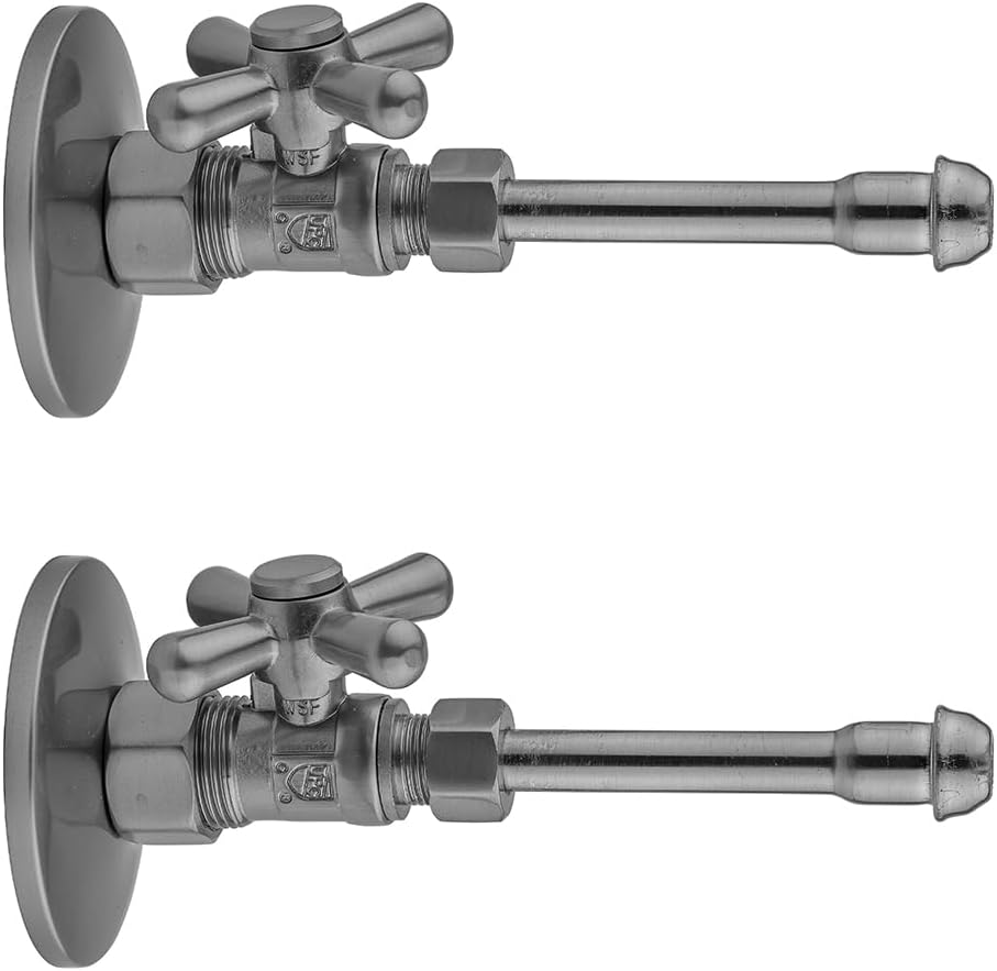 Jaclo: 622-62-MBK - Quarter Turn Straight Pattern 5/8" O.D. Compression (Fits 1/2" Copper) x 3/8" O.D. Faucet Supply Kit with Standard Cross Handle, 20" Supply Tubes, Escutcheons - Matte Black (MBK)