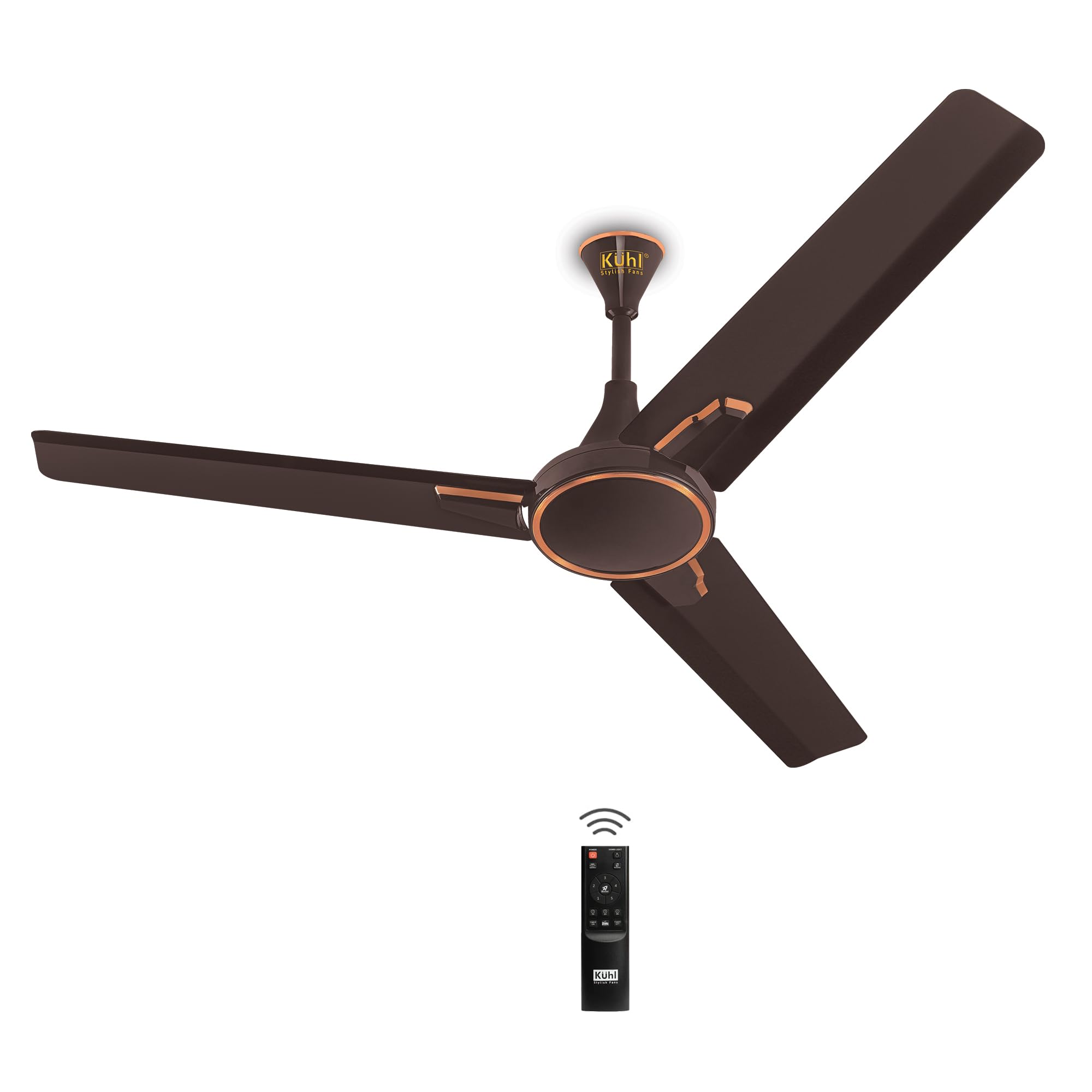 KUHL Prima A1 1200mm 65% Power Saving BLDC Ceiling Fan with Remote| BEE 5 Star Rated & ISI Marked| 29W | Low Noise| High Air Flow| Stylish Design |5 Yrs Warranty on Motor |Espresso