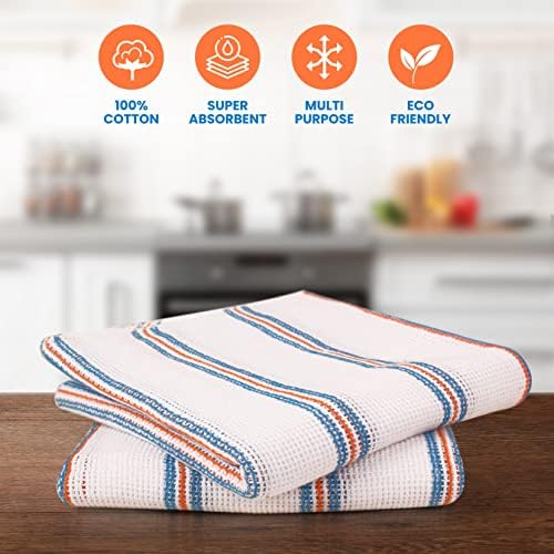 COTON MODE 100% Cotton Dish Cloths for Washing Up - Absorbent Antibacterial Kitchen Lint Free Cloth (38CM x 35CM) - Pack of 10 Cloths