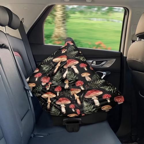 Image of Coldinair Mushroom Car Seat Cover for Babies Girls,Nursing Cover,Soft Stretchy Infant Carseat Canopy,Shopping Cart /High Chair /Stroller Covers
