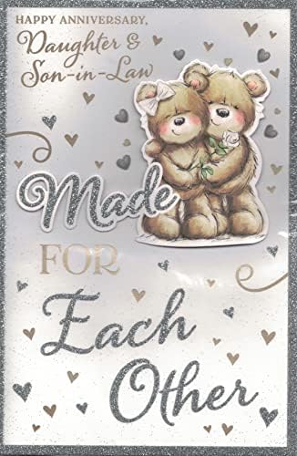DAUGHTER & SON IN LAW ANNIVERSARY CARD ***CUTE TEDDIES***PRELUDE***9 X 6 INCHES**