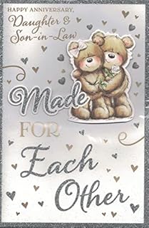 DAUGHTER & SON IN LAW ANNIVERSARY CARD ***CUTE TEDDIES***PRELUDE***9 X 6 INCHES**