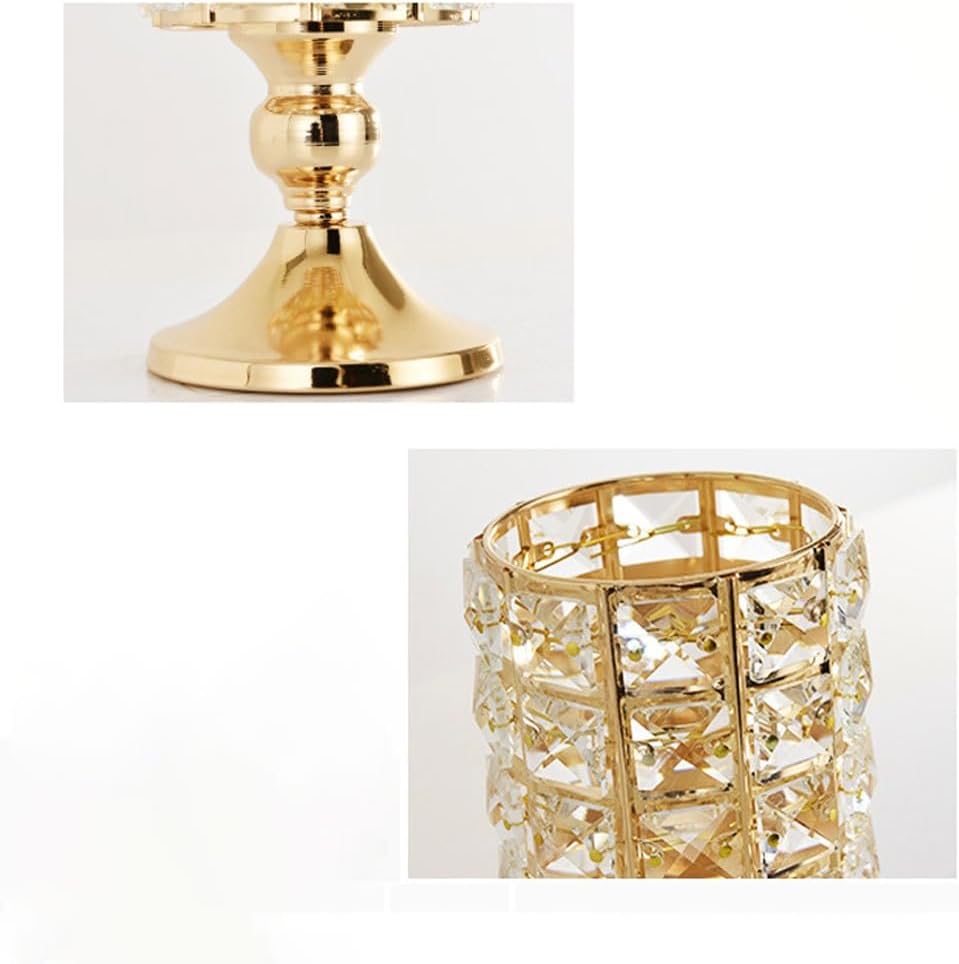 Vintage Candelabra Crafts Candlestick Ornaments Wedding Crystal Iron Candlestick Wedding Wedding Candlelight Dinner Props Candle Stand(Medium)