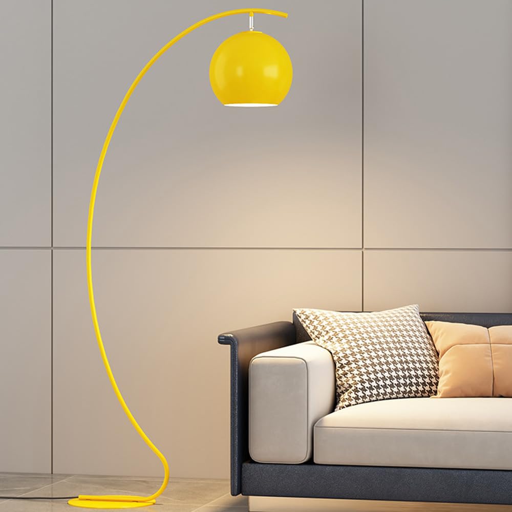 Lampada da terra ad arco nordico Lampada da terra per soggiorno Lampade da terra in ferro nero Lampada alta per camera da letto E27 con lampadina Paralume regolabile Lampada standard moderna