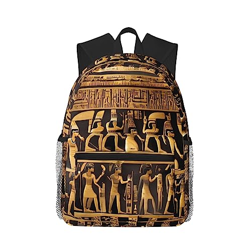 Sac à dos léger Egypts Hieroglyphics aux finitions soignées style noir unique