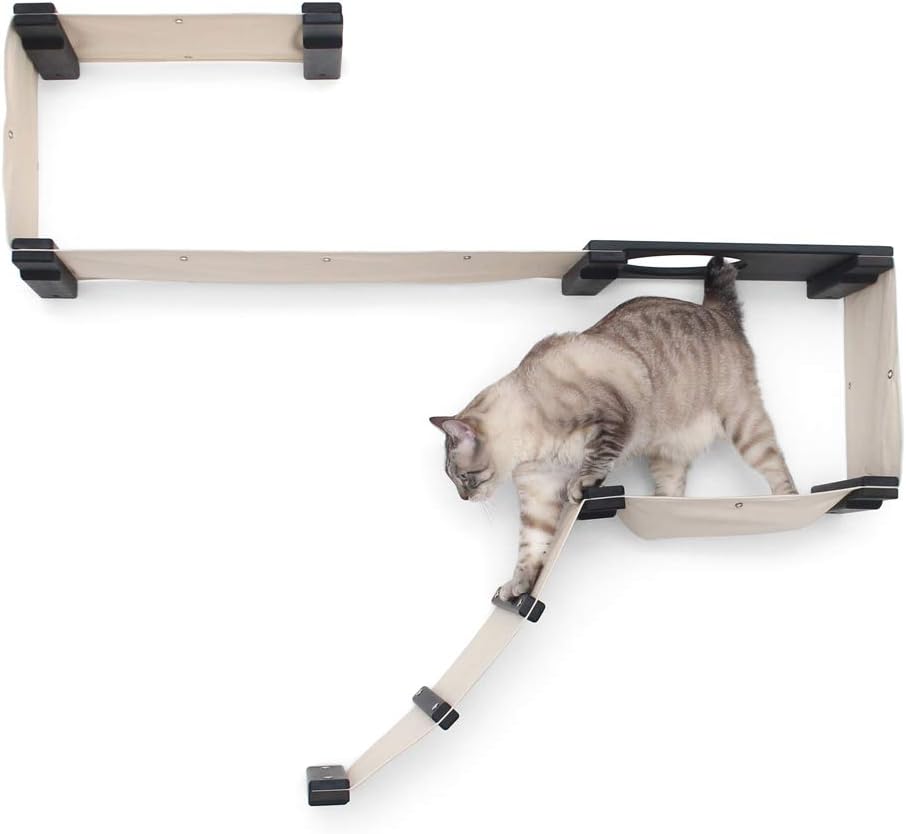 CatastrophiCreations Cat Wall Mounted Play Cat Condo, Bamboo Frame, Modular Design, Sisal Pole, Hammock, 18" and 34" Sections