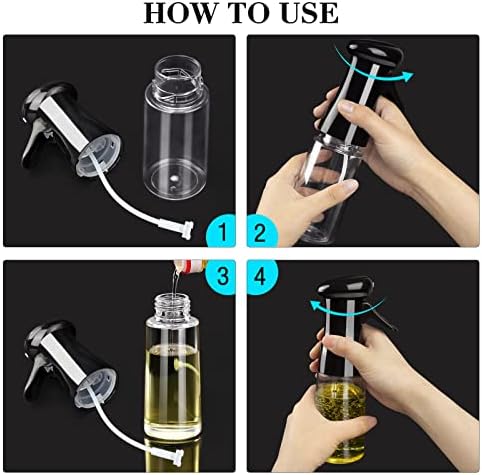 Olive Oil Spray Bottle, Xpsirny 2 Pack Oil Sprayer for Cooking, 220ML Olive Oil Dispenser Mister Bottle, Refillable Vinegar Spray Bottle Plastic Sprayer for Air Fryer BBQ, Salad, Baking, Grilling
