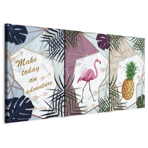 murando - Tableau décoratif 120x60 cm - Impression sur toile colorée - Décoration murale - Figures géométriques flamants roses fruits géométriques...