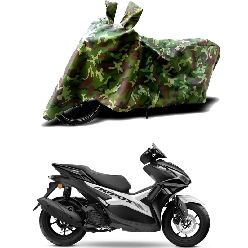 Image of 100% Water Resistant Bike Scooty Two Wheeler Body Cover Compatible for Yamaha Aerox 155 BS6 /UV-Rays /Heat Protection /Birds Dropping /Scratchproof /Dust Proof /Waterproof /All Varient[Green MJ]