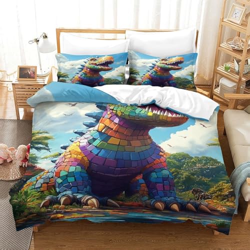 Parure de lit dinosaure coloré 3D avec impression haute définition