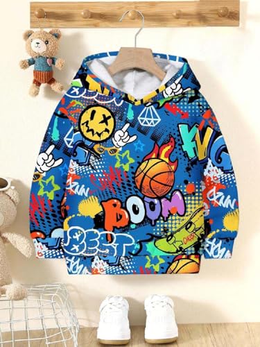Image of Boys Humour and Comic Printed Long Sleeves Sweatshirt, Cotton Blend, Hooded Neck