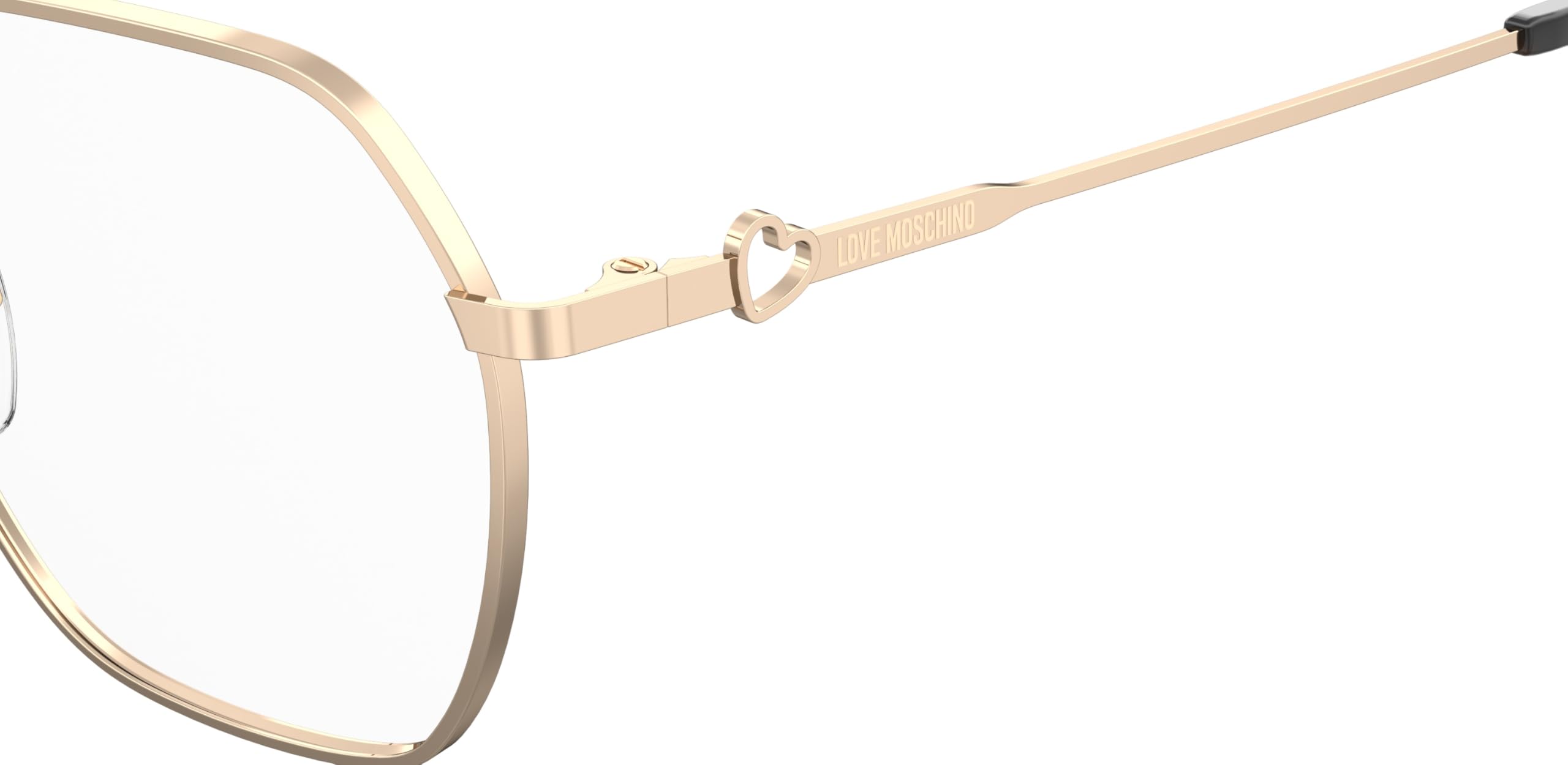 Love Moschino Brille mit Sehstärke für Damen optional mit Sonnenbrillentönung oder Blaulichtfilter, Achteckig, gefertigt aus Metall (inklusive Brillenetui)