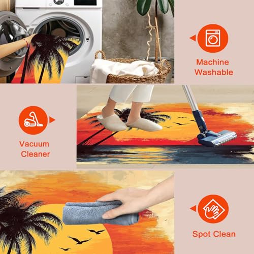 Tapis de salon lavable et antidérapant coucher de soleil