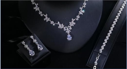 Ritach Jewelry Set For Women | Necklace, Earrings & Bracelet Set With Cubic Zirconia - Wedding, Party, Gift
