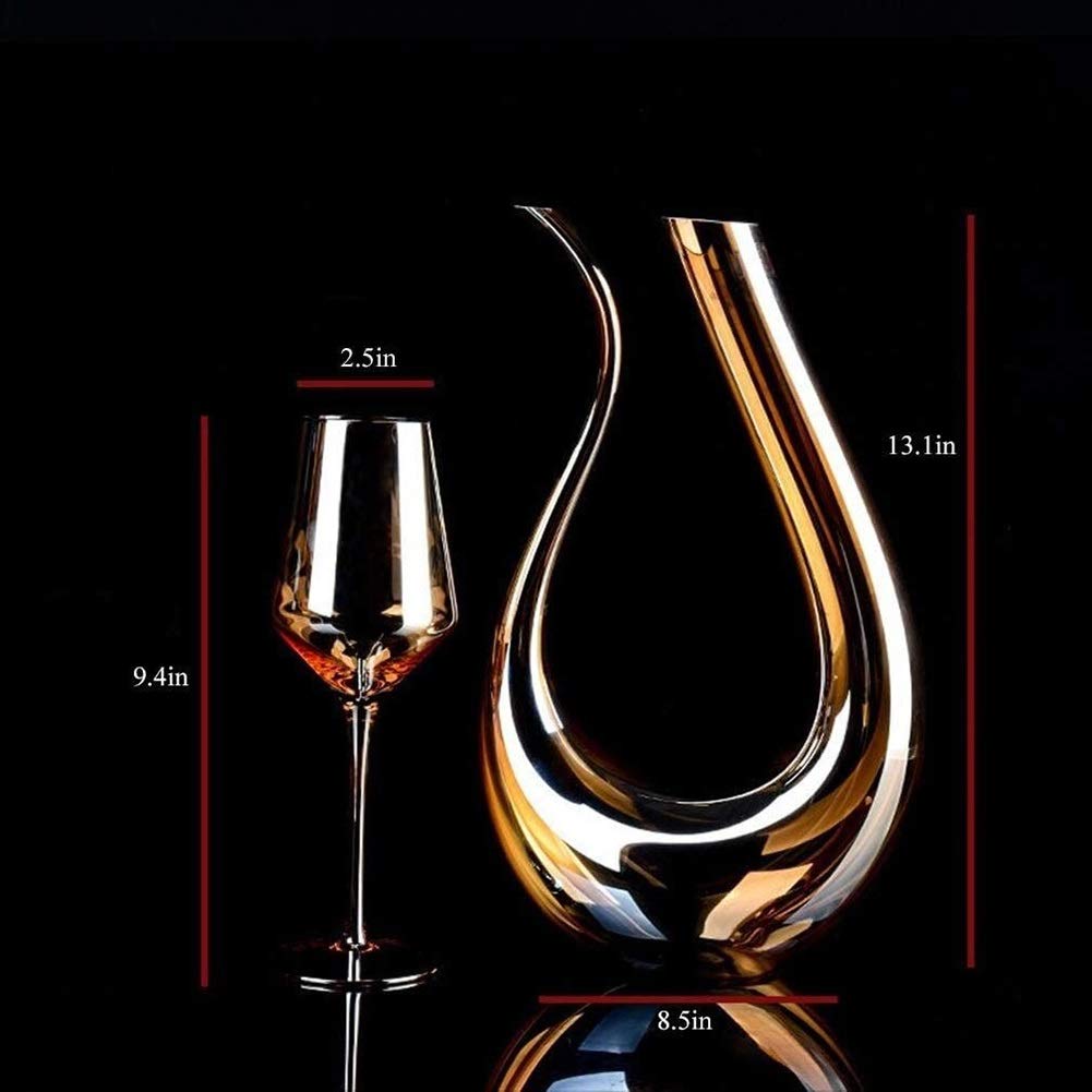 Zestaw dekanterów do wina ze szkła kryształowego, bezołowiowa, ręcznie dmuchana whisky 1,5 l, przyspieszone utlenianie, eleganckie pudełko prezentowe, wzornictwo uchylne bez kapania