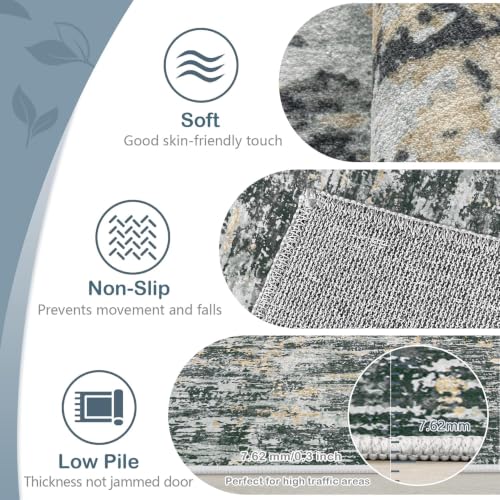 Area Rugs 5x7 Living Room: Washable Rug Modern Abstract Rugs Soft Non Slip Neutral Rug Stain Resistant Indoor Carpet for Bedroom Kitchen Dining Room Nursery Home Office Rugs(Black Grey Gold,5'x7') - image 7
