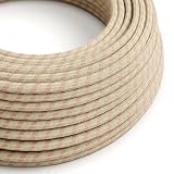 creative cables Fil Électrique Rond Gaine De Coton De Couleur Stripes Vieux Rose Et Lin Naturel RD51-5 Mètres, 2x0.75