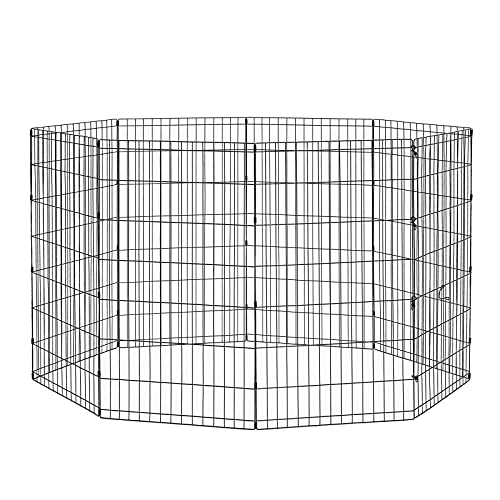 New World Recinto pieghevole in metallo per cani e animali domestici, senza porta, include picchetti di messa a terra e fornisce 1,5 metri di spazio di gioco, alto 106 cm, rivestimento nero