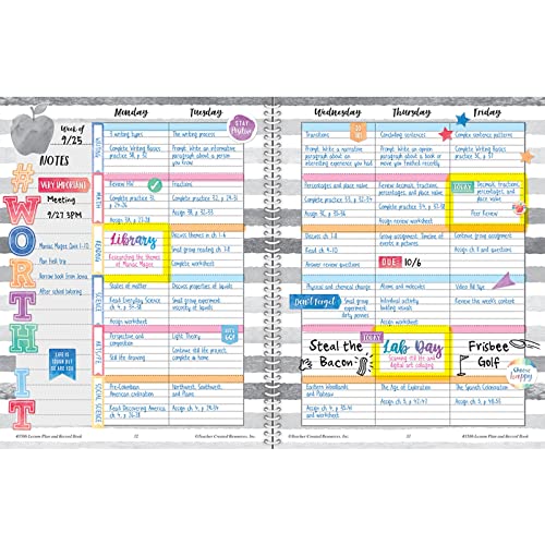 Teacher Created Resources Watercolor Lesson Plan and Record Book, 8.5 inches X 11 inches, White - Thumbnail 6