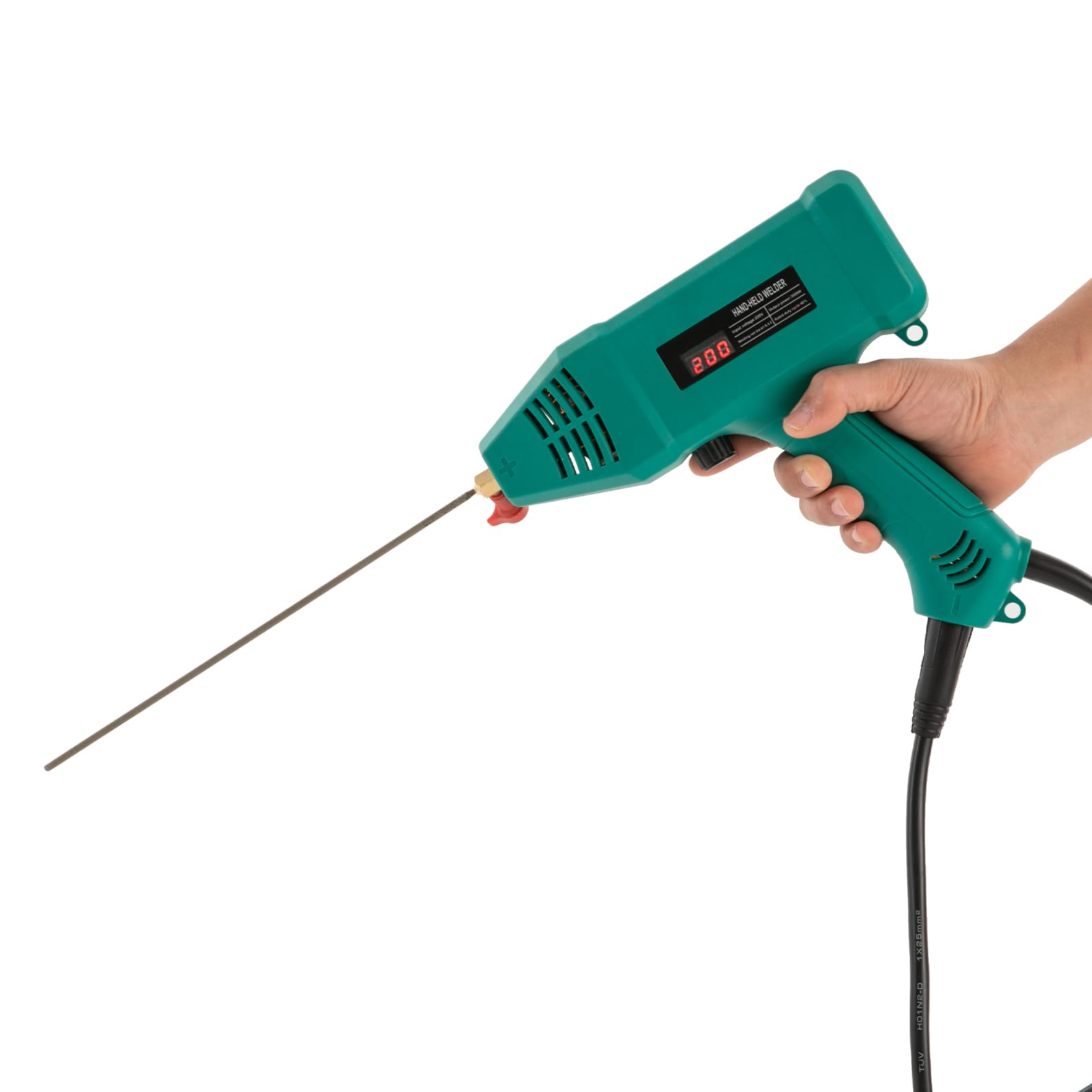 Saldatrice elettrica portatile per elettrodi da 220 V, con inverter IGBT e saldatrice digitale LCD, 3000 W, per ingegneria meccanica (blu)