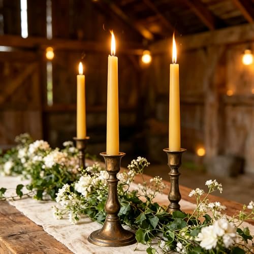 Image of Beeswax Taper Candles,Pure Bees Wax Candle Sticks,8 Inch,12 Pack,Non-Toxic