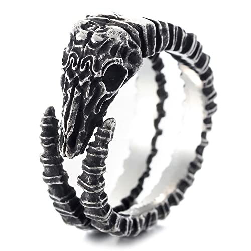 Sinoyp Goat Skull Ring for Men Gothic Stainless Steel Jewelry Ring Circle Skull Horn Ring For Party (10)