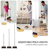 XXFLOWER Long Handle Dustpan and Brush Sets, Broom and Dustpan Set with Comb Teeth, Sweeping Brush Set Tall for Indoor Kitchen Floor Sweeping Pet Dog Hair, Household Cleaning Supplies (Beige Brown) - Image 7