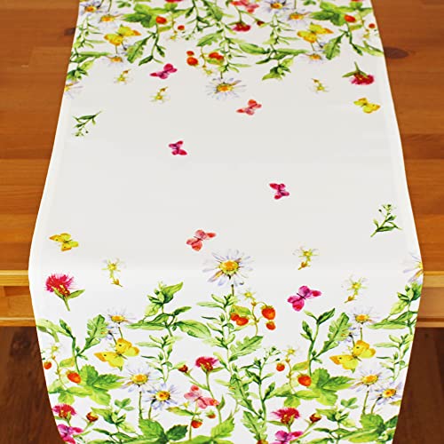 Kamaca Series Meadow Flowers and Butterflies High-Quality Print Motif with Flowers An Eyecatcher in Spring Summer (Table Runner 40 x 140) - Image 4
