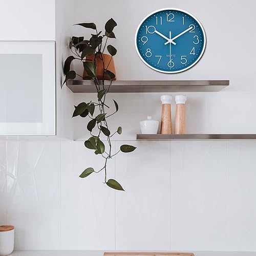 Miniatura 12 de jomparis - Reloj de pared de cuarzo redondo de 12 pulgadas, silencioso, sin tictac, decorativo, moderno, funciona con pilas, para oficina, hogar