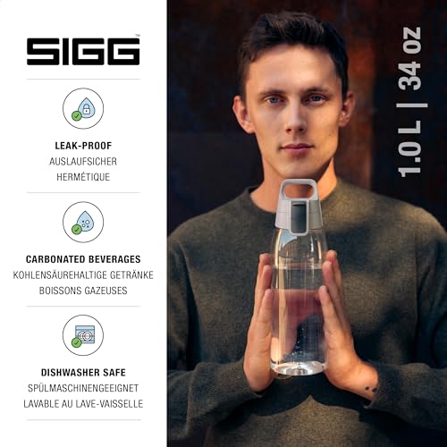 Sigg - Tritan Trinkflasche - Total Color ONE Transparent - Für Kohlensäurehaltige Getränke Geeignet - Spülmaschinenfest - Auslaufsicher - Leicht - BPA-frei - 1L 2