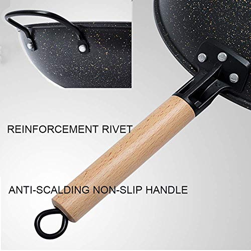 Wok induction 32cm pour éviter les brûlures avec manche isolant épais