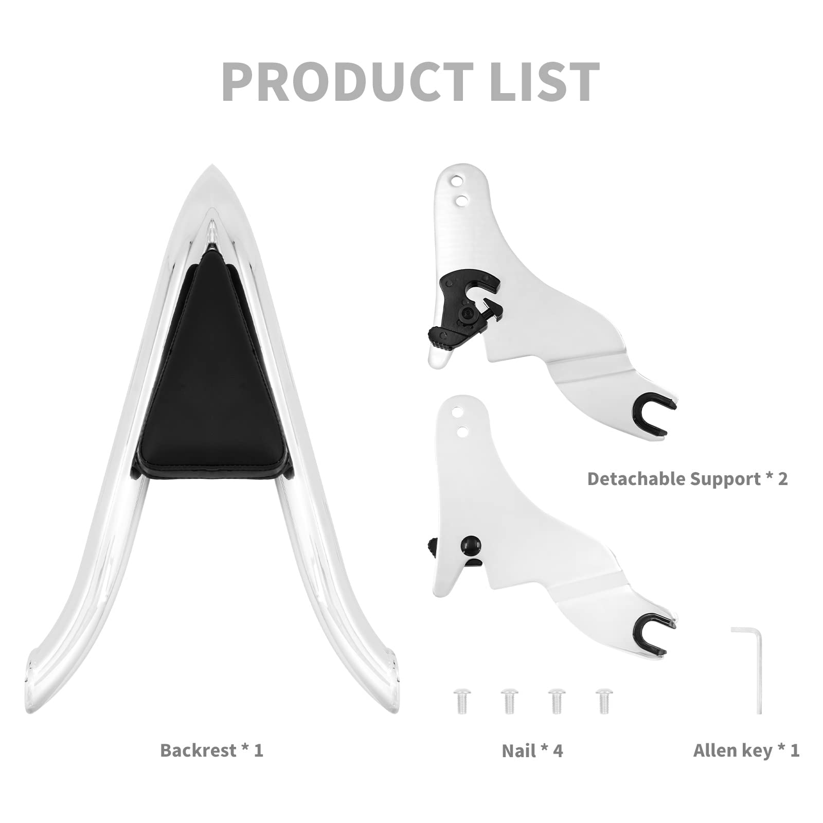 HCotorku Dossier aovible pour passager avec barre arrière sissy pour oto avec coussin de