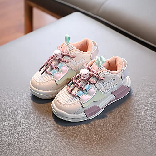 POLG Boys Girls Shoes Tennis Running Sneakers Hiking Shoes Kids Outdoor Fashion Sneakers Slip Resistant (Big/Little/Kids) (Pink, 3-3.5Years)2
