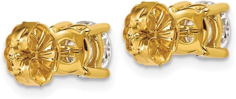 18k Yellow Gold Certified Lab Grown Diamond VS+ F+ Round Complete Four Prong Stud Earrings - Image 3