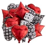 Nufakumi 18pcs Casino Theme Party Decorations Heart Spade Diamond Club Shaped Balloons and Dice Shap
