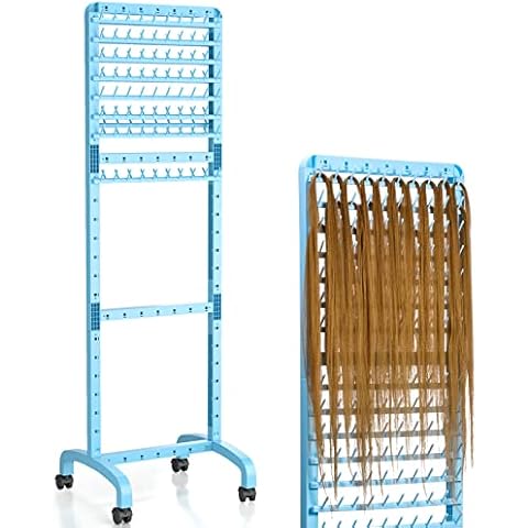 Yumkfoi Adjustable Braiding Hair Rack 160 Pegs, Double-Sided Standing Hair Stand for Braiding Hair, Adjustable Height Braid Rack with Wheels, Hair Separator Stand Hair Extension Holder for Stylists Cover